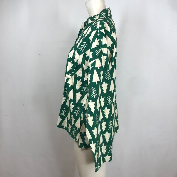 HANNA ANDERSSON - WOMEN'S SMALL -GREEN LONG SLEEVE BUTTON COLLARED COTTON PAJAMA - Picture 6 of 8